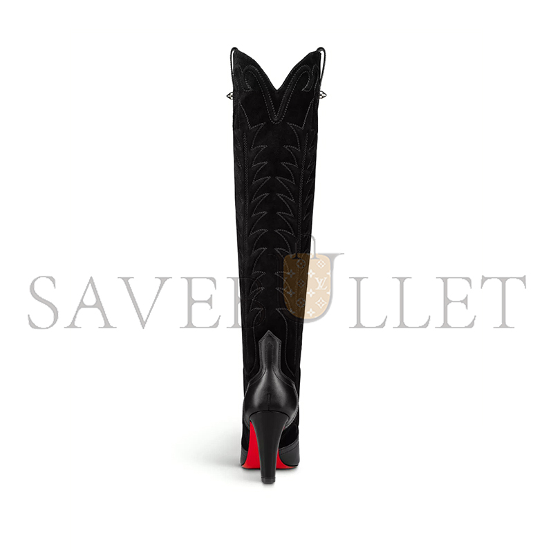 CHRISTIAN LOUBOUTIN SANITA BOTTA 85 LEATHER AND SUEDE BOOTS 
